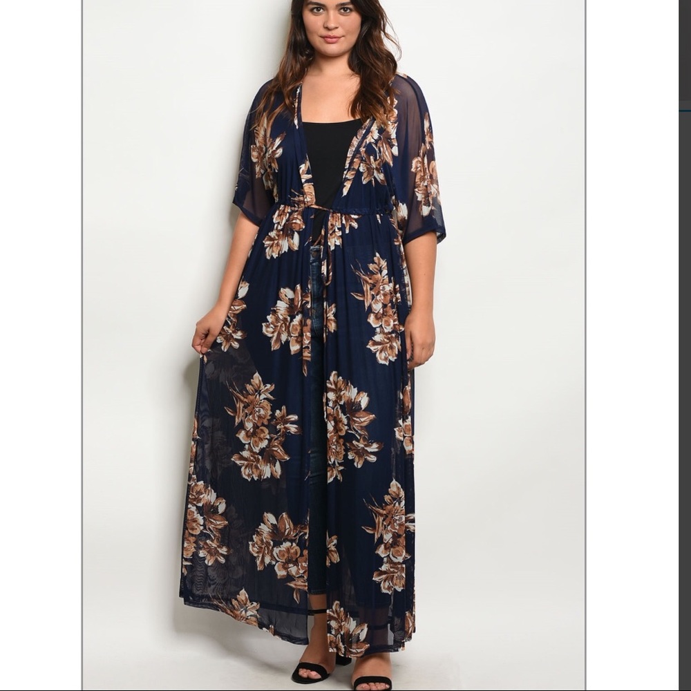 Navy Floral Kimono